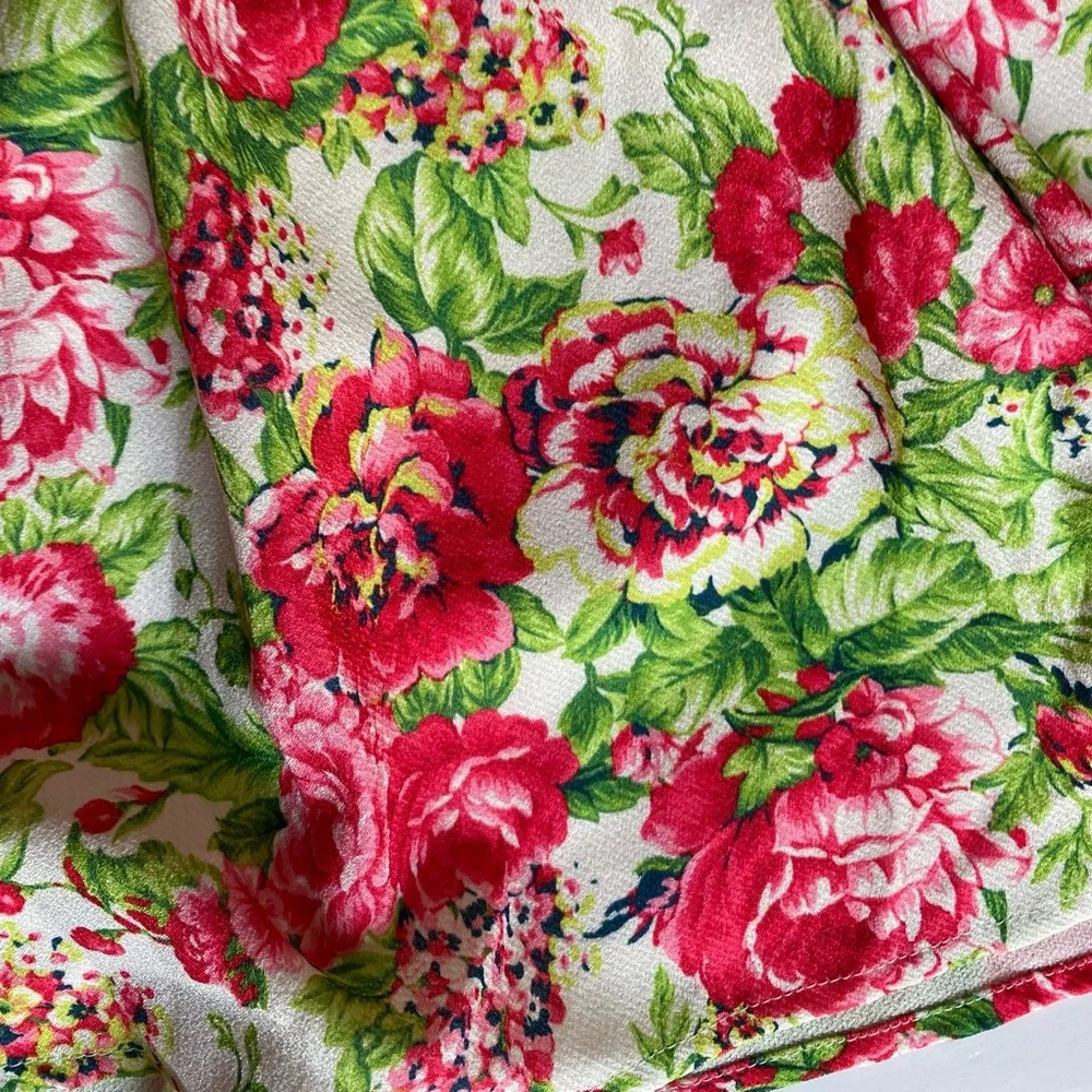 Pink and Green  Floral Mini Skirt - Picture 4 of 4